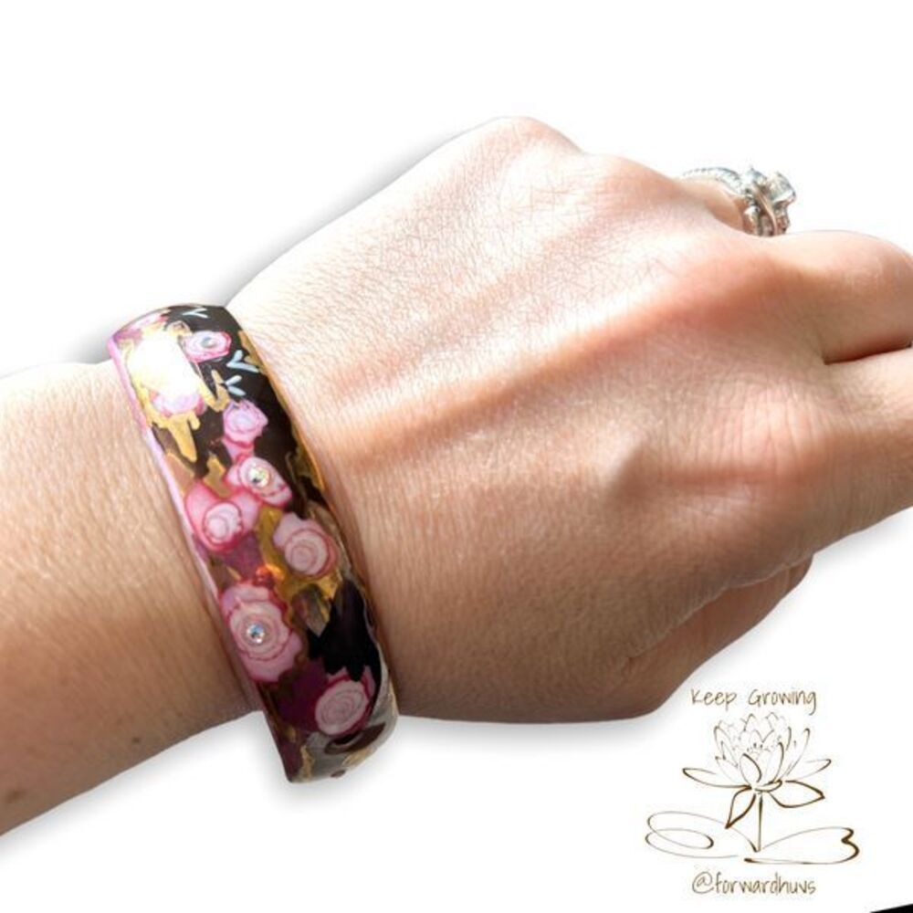 Handcrafted Ceramic M Birkes Hand Painted Bangle Bracelet